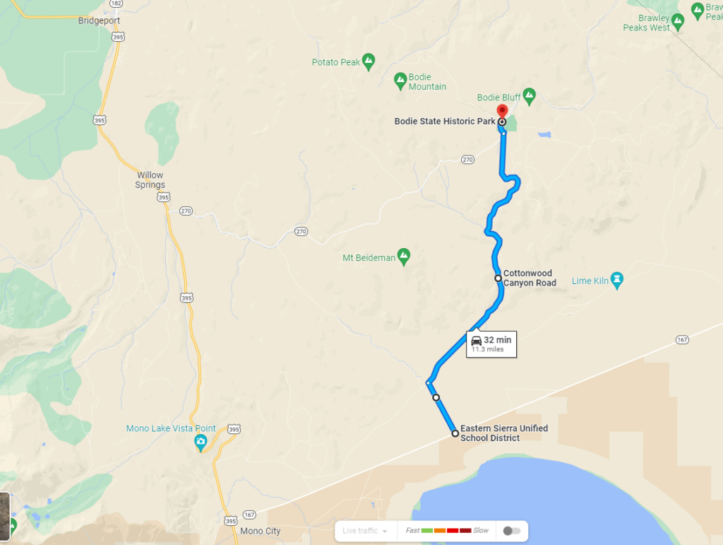 HWY 270 Bodie Road Closure 1 Cottonwood Canyon Road