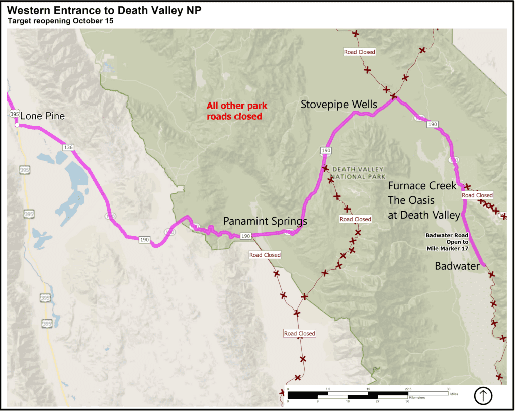 Death Valley National Park and CA-190 may start to reopen October 15 3 death valley