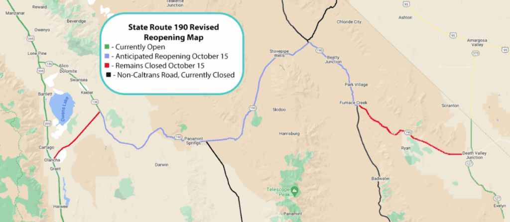 Caltrans Working to Partially Reopen State Route 190 into Death Valley National Park by mid-October 6 caltrans death valley