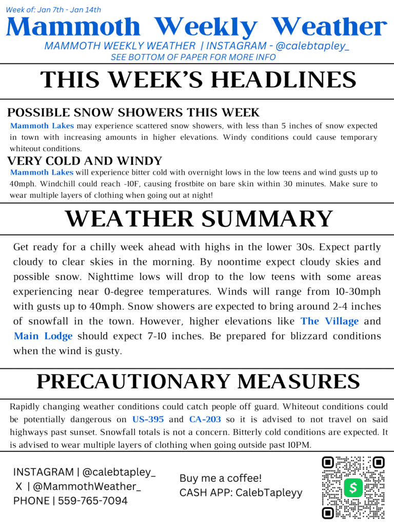 Mammoth Weekly Weather with Caleb Tapley 2 mammoth weekly weather