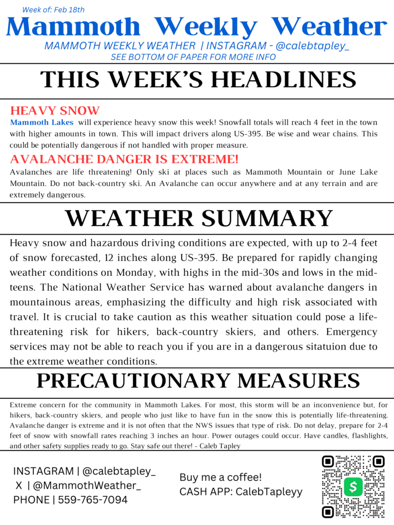 mammoth weekly weather