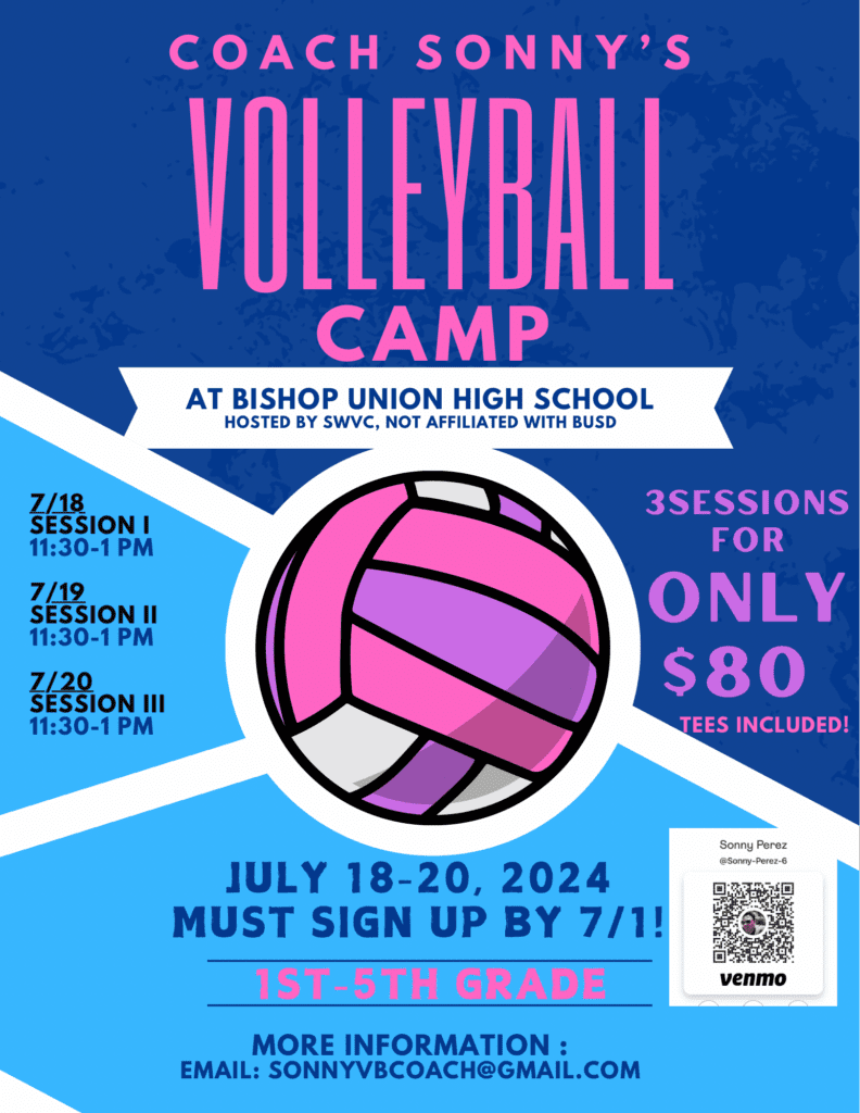 Summer Volleyball Camps in Bishop! 1 volleyball camp