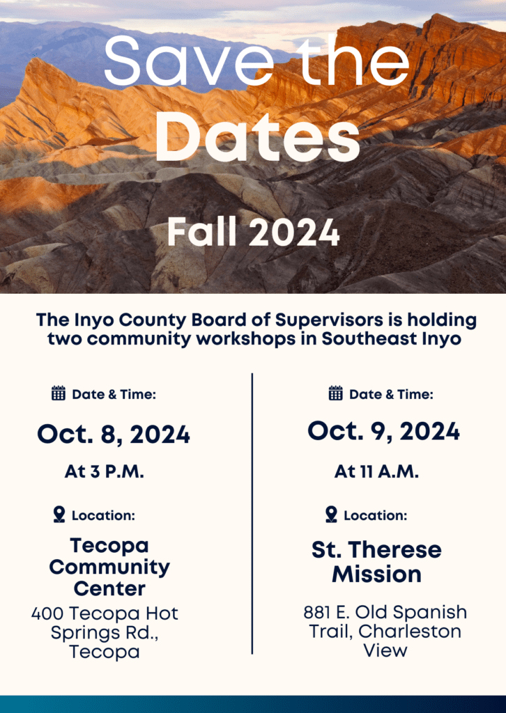 Save the Date: Inyo County Board of Supervisors Workshops 1 inyo county board of supervisors