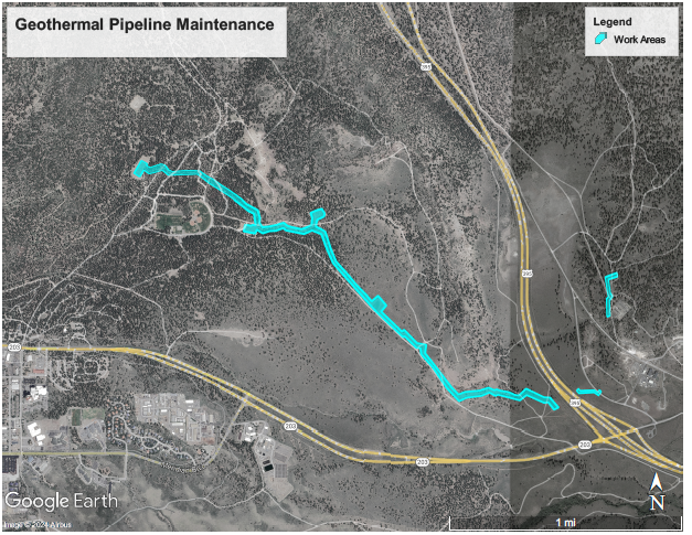 Geothermal Pipeline Maintenance Work to Temporarily Impact Roads and Trails Near Shady Rest Park 2 Geothermal Pipeline shady rest