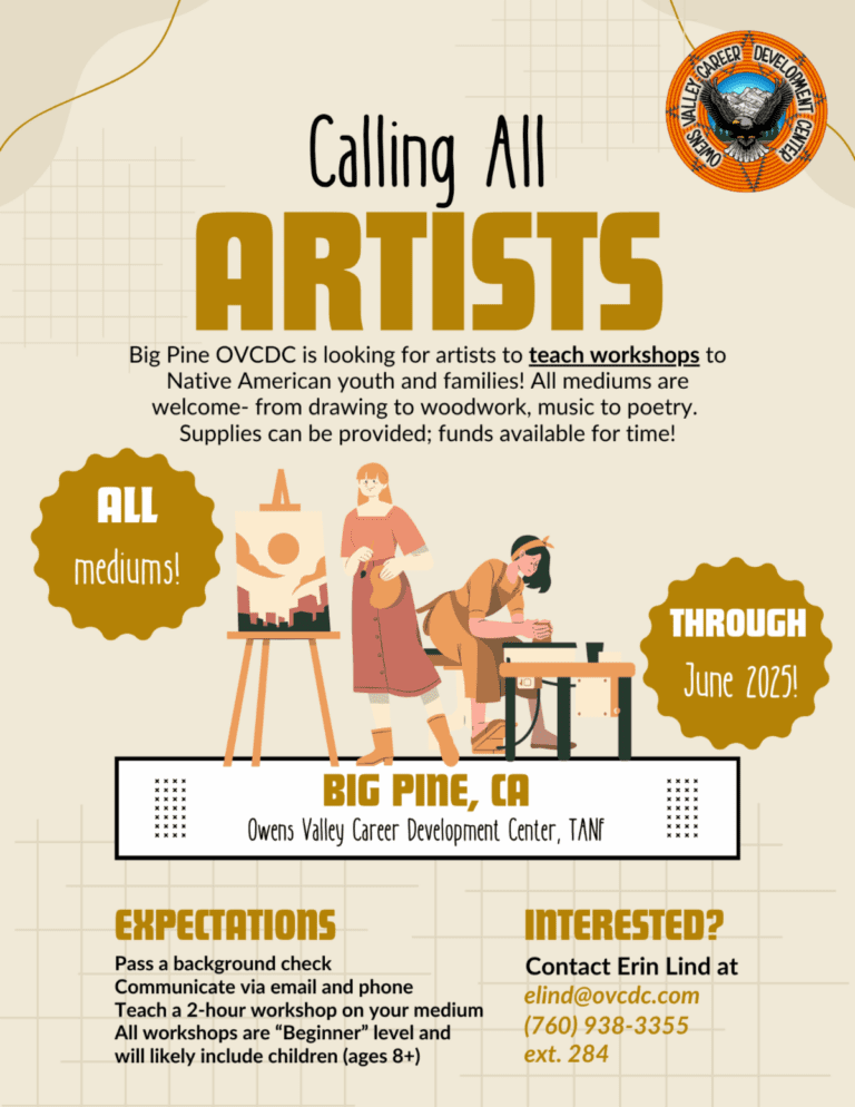 Big Pine Owens Valley Career Development Center Calling All Artists