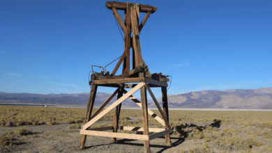 Leaning Towers Straightened in Saline Valley 5 saline valley salt tram