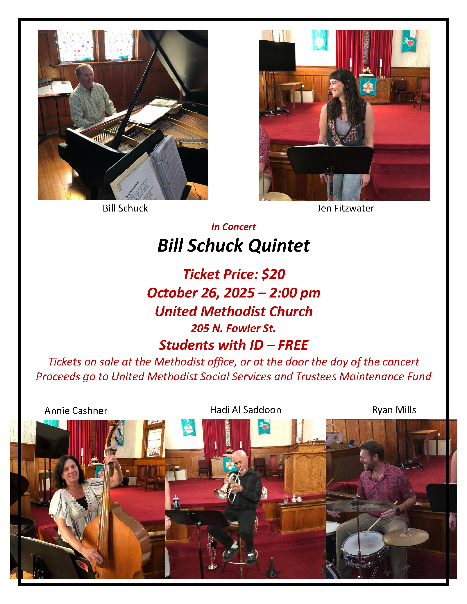 Benefit Concert this Sunday in Bishop, 2:00 PM at the Methodist Church 1 concert methodist church bill schuck
