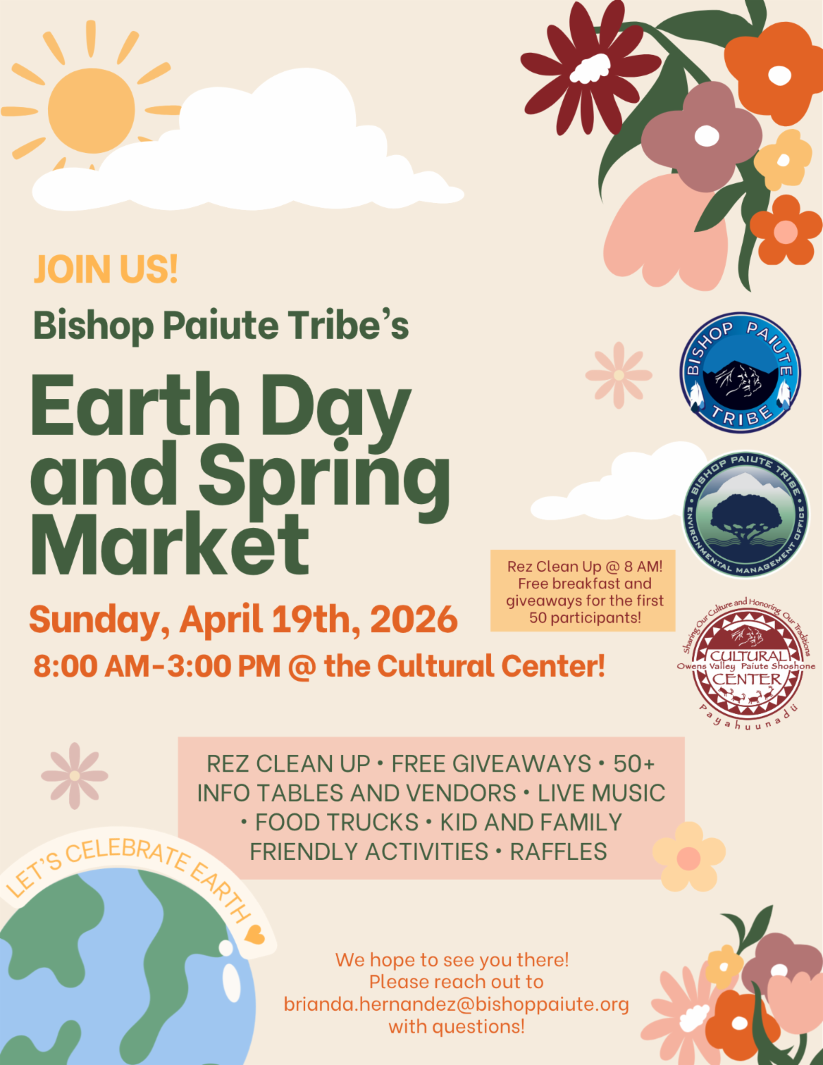 Join us! Bishop Paiute Tribe's Earth Day and Spring Market on Sunday, April 19th 2 bishop earth day