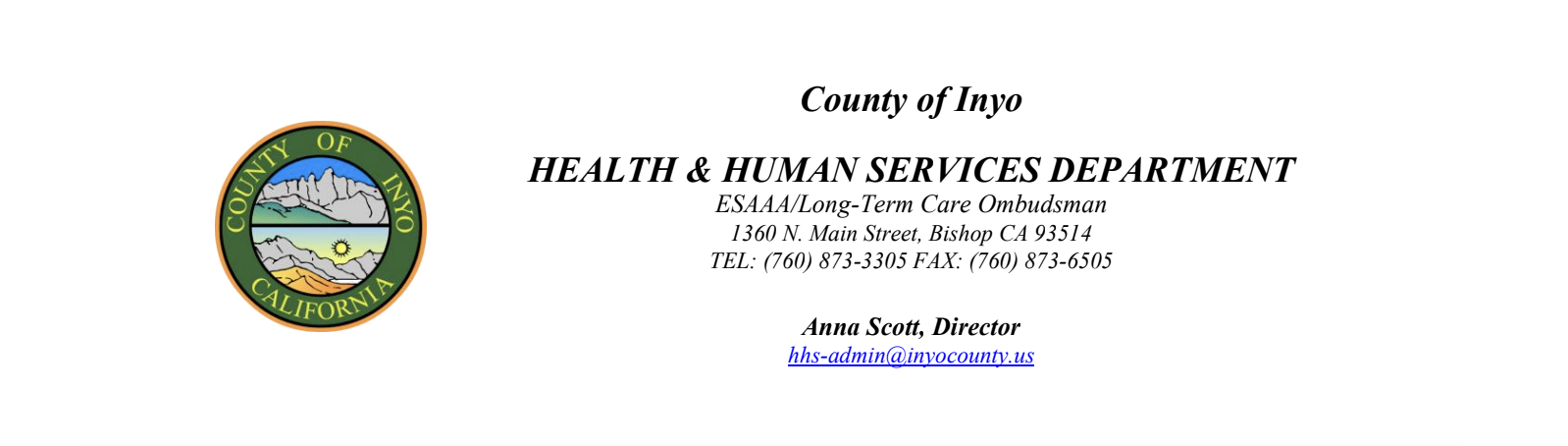 Bishop Senior Center Temporary Closure for Emergency Maintenance Extended 1 inyo county health and human services bishop