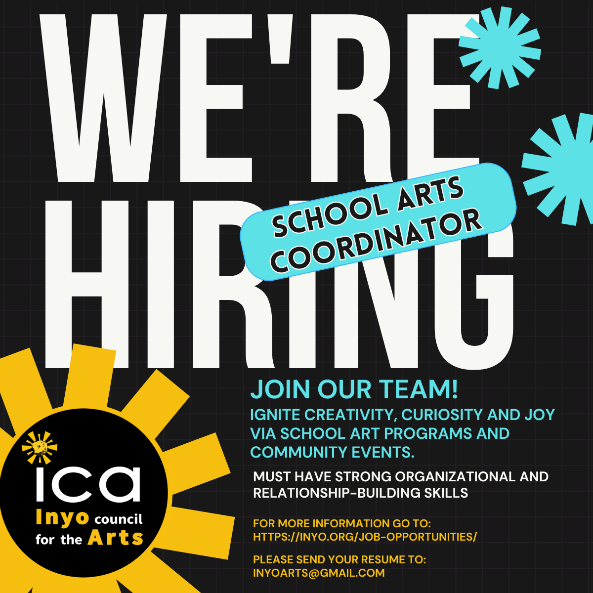 Inyo Council for the Arts Hiring School Arts Coordinator 1 inyo council for the arts