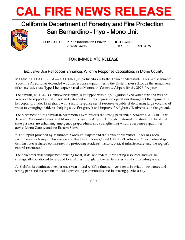 eastern sierra wildfire