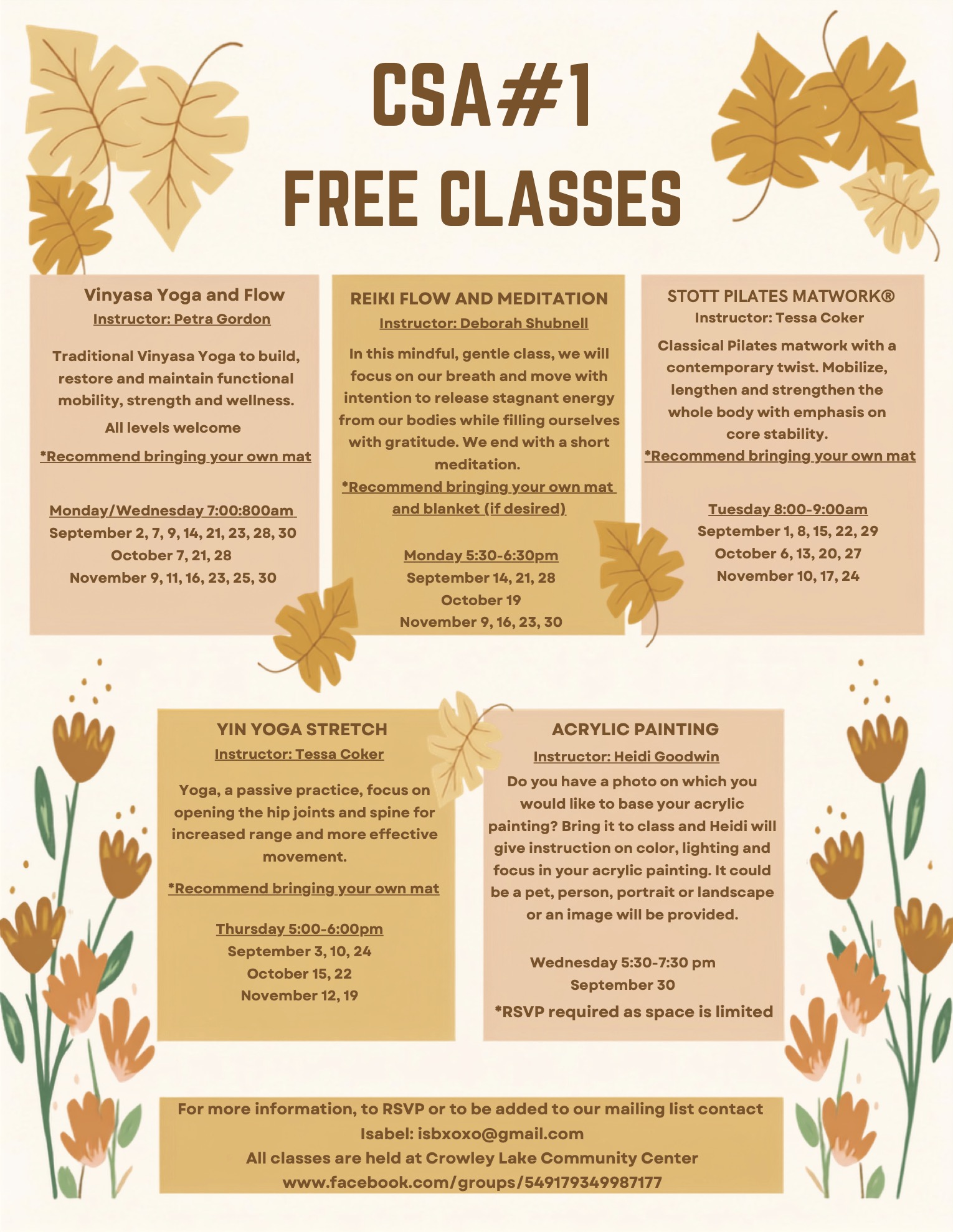 CSA#1 Fall Class Schedule 1 csa