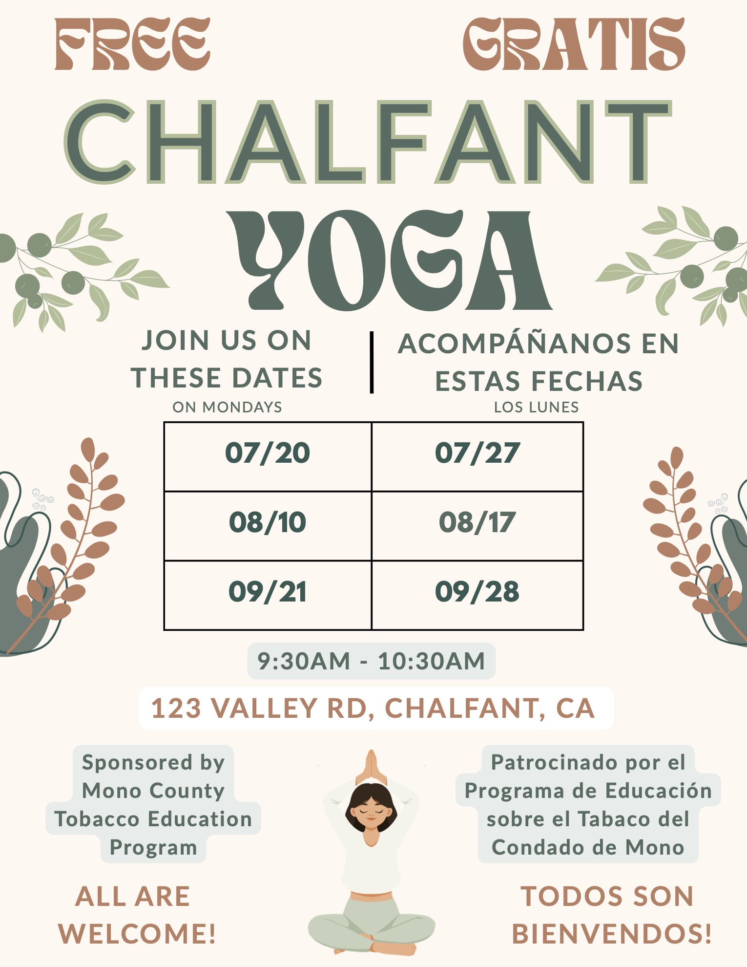 Chalfant Yoga Flyer
