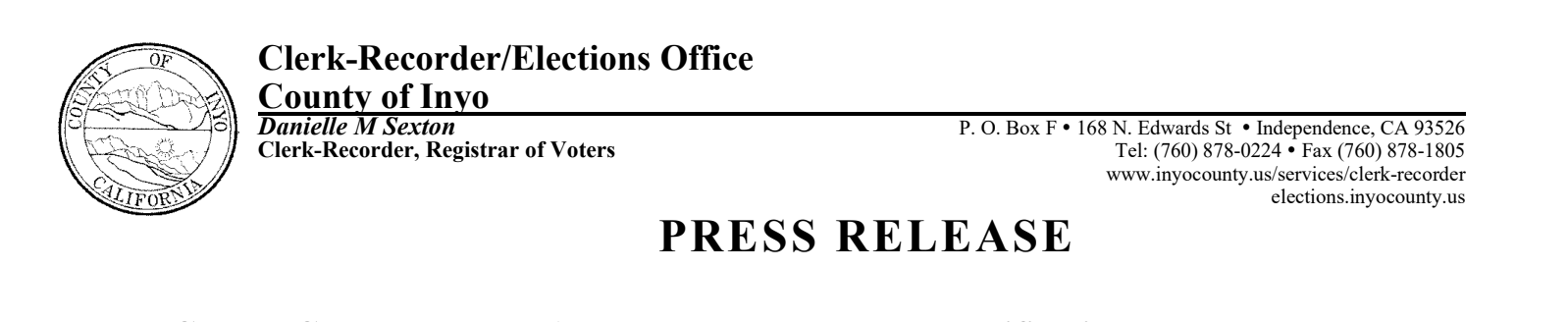 Inyo County Clerk-Recorder Announces New Property Notification Program to Protect Property Owners & Meeting State Mandates 1 inyo