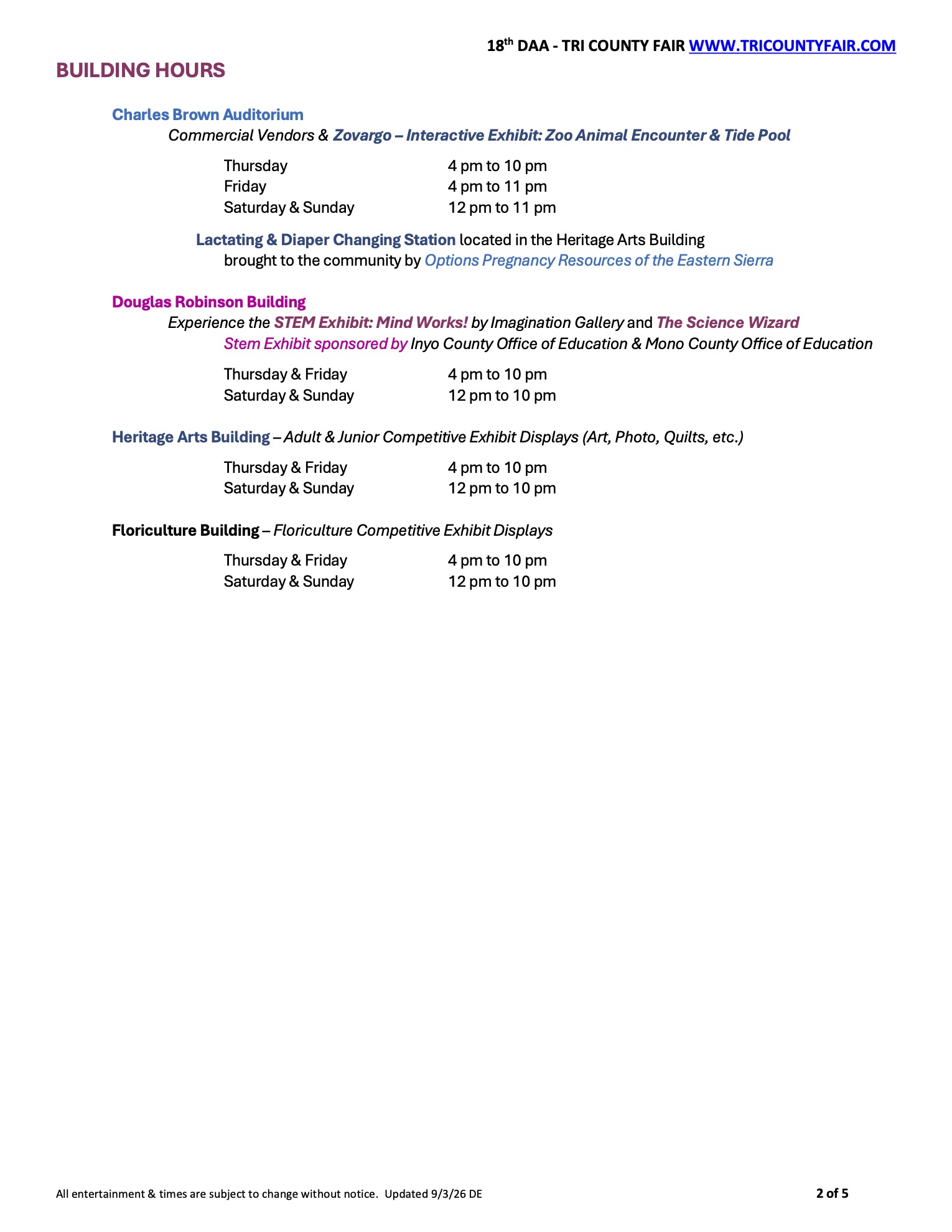 Updated Schedule for 2026 Eastern Sierra Tri-County Fair 2 fair