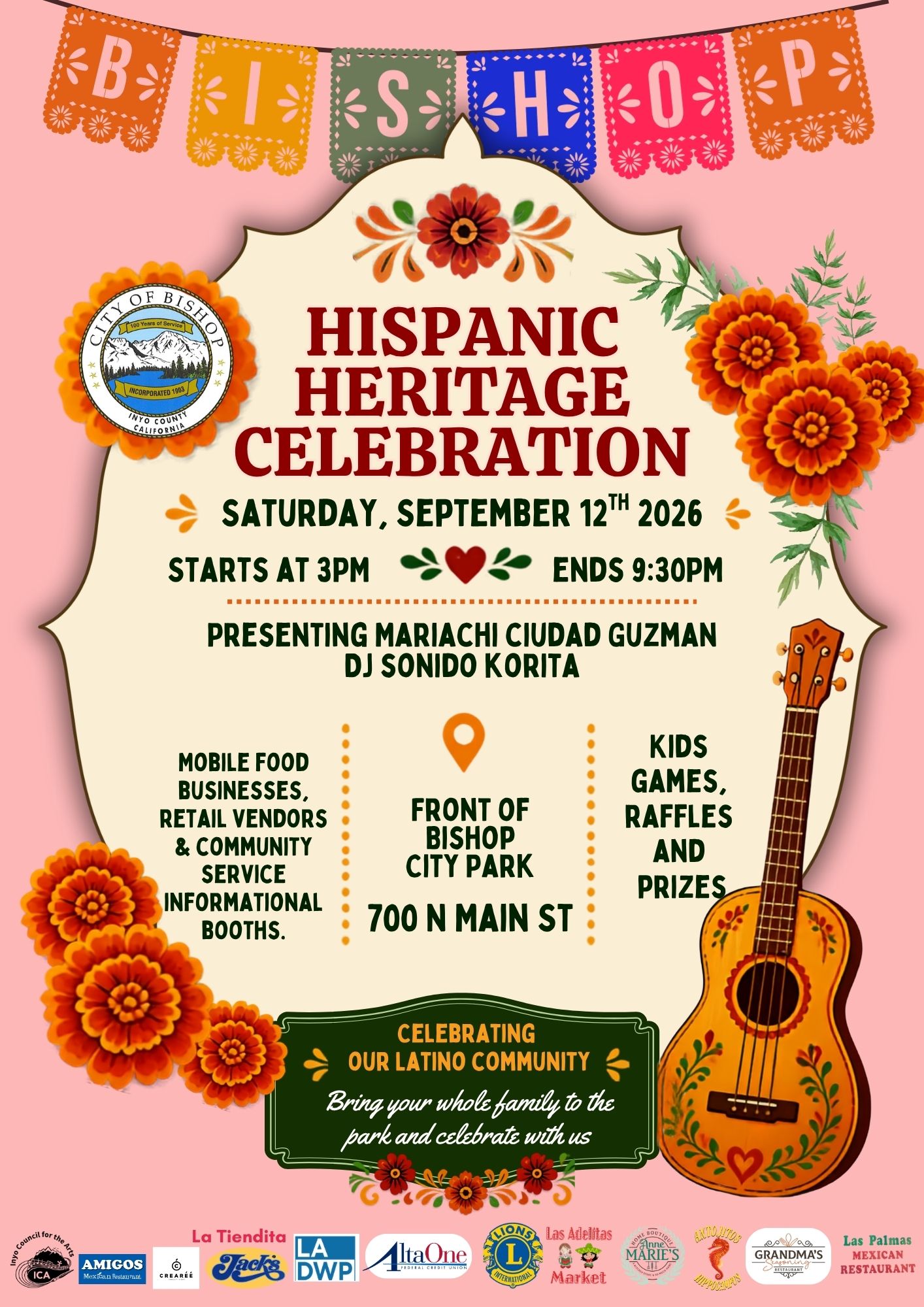 City of Bishop to host Hispanic Heritage Celebration at Bishop City Park on September 12th 2 bishop hispanic heritage